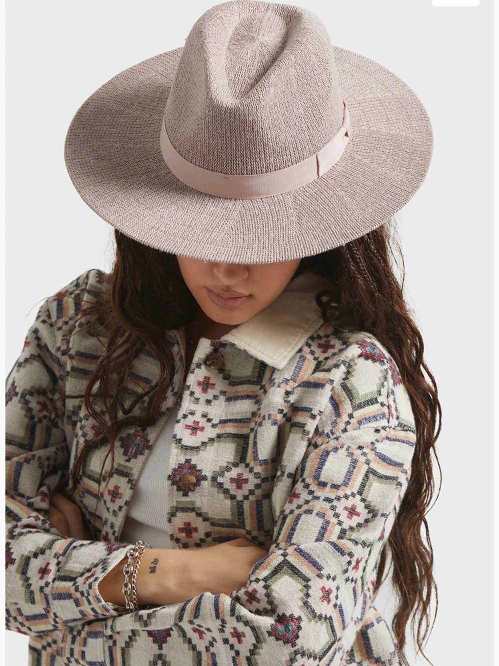 Brixton Lyons Packable Fedora Chalk Pink size M/L NWT